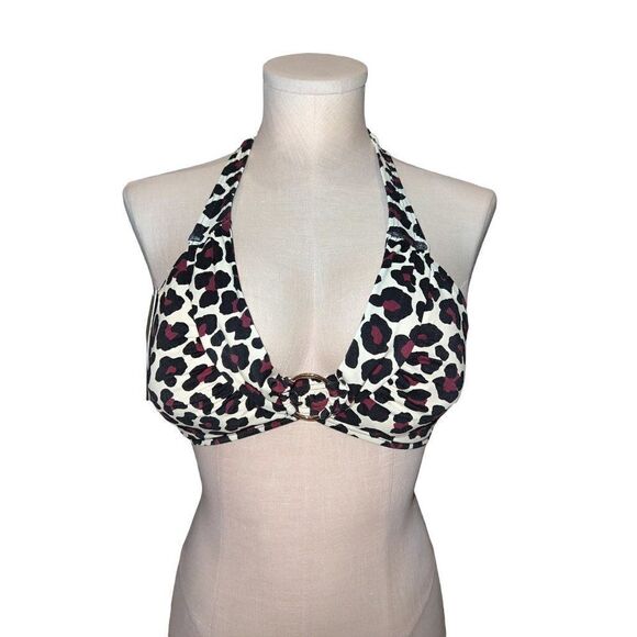 MICHAEL Michael Kors Animal Print Ring Halter Bikini Swim Top Extra Small NWT - Picture 1 of 7